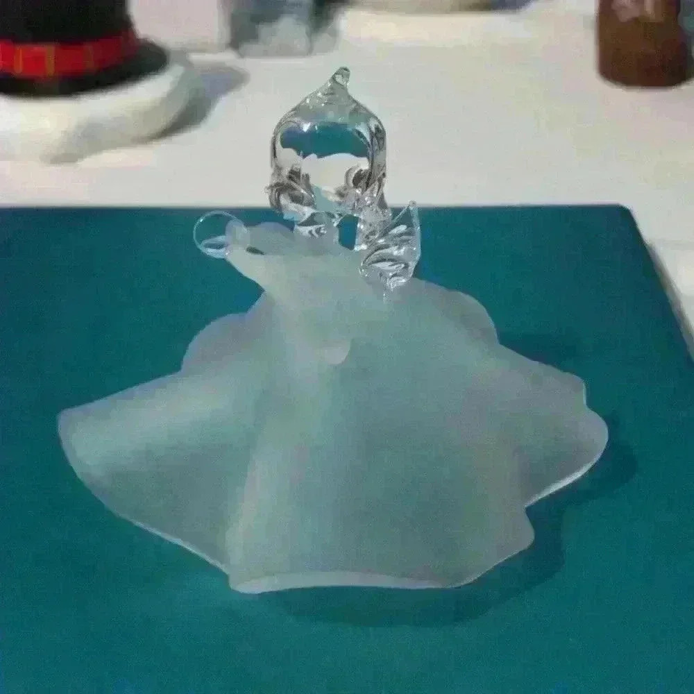 Unmarked clear and frosted blown glass angel praying girl decoration Christmas - Picture 2 of 7